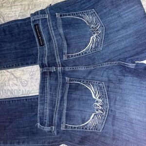 Rock & Republic Blue Boot Cut Jeans with Embroidery